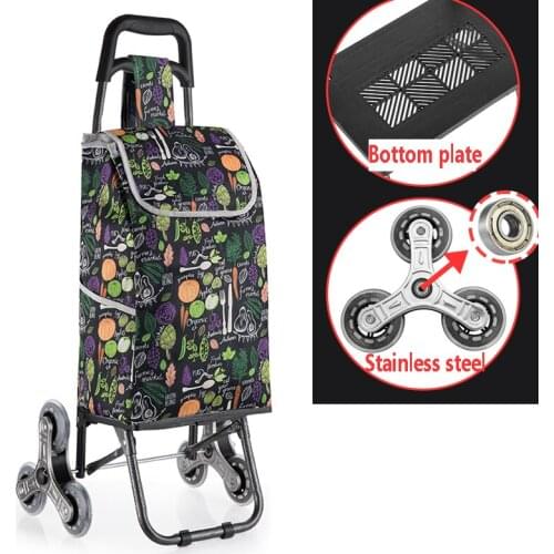 15%,Six Wheel Folding Climbing Cart Portable Shopping Cart Quality Steel Pull Rod Trolley With Double oxford cloth&Rubber wheel