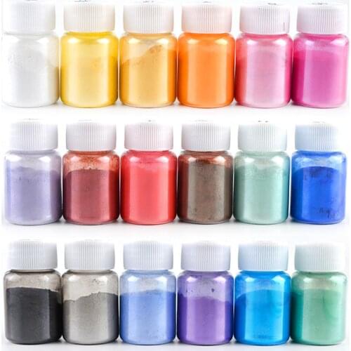 18pcs DIY Handmade Pearlescent Mica Powder Epoxy Resin Dye Pearl Pigment Resin Glue Pigments Material Crystal Mold Soap Making