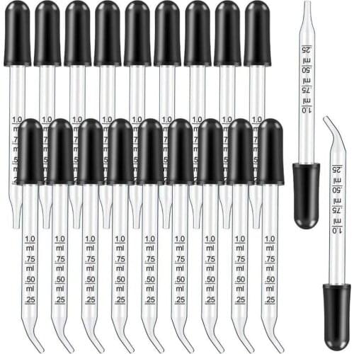 20PCS Glass Scale Dropper Straight Bend Head Dropper Rubber Head Scale Pipette Multi-purpose Droppers Essential Oil Bottle Straw