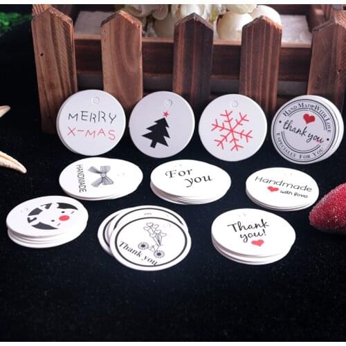New Arrive Design 100pcs 3.5cm White Kraft Paper Round Tags For Jewelry Clothes Gift Price Labels Hand Made Craft Display Pack