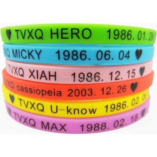 300pcs TVXQ DBSK Tohoshinki silicone wristband rubber bracelets free shipping by DHL express