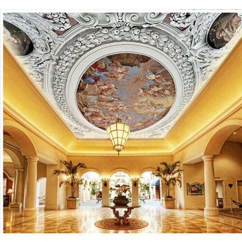 Wallpaper 3d mural Three-dimensional hand-painted ceiling mural painting oval dome Wallpapers for living room
