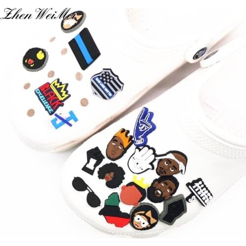 Shoe Accessories I Can Not Breathe Shoe Charms Accessories Black Lives Matter Portraits BGM BLM JIBZ for Shoe Charm Decoration