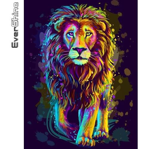 Evershine Diamond Embroidery Lion Diamond Painting Colorful Animal Hobby DIY Picture Of Rhinestone Mosaic 5D Art Wall Decor