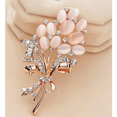Wheat Ear Flower Crystal Brooches Bouquet New Womens Brooch Pin Jewelry Accessories Gift Wedding Brooches Pins