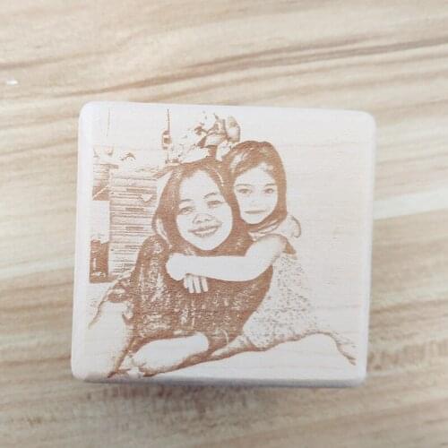 Angelagifts Maple wood wind up Mother and Baby photo gift, custom engraved photo music box, personalized birthday gift