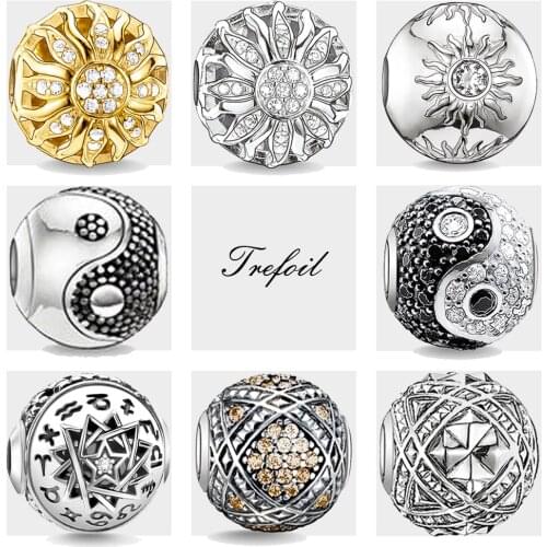 DIY Beads Yin-yang Charm 5mm Hole,Fashion Silver Jewelry Trendy Gift For Women Men Girl Fit Bracelets Necklace Choker 2018 New