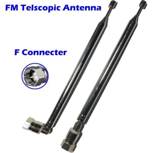 FM Telescopic Radio Antenna 8Sections Stainless Steel F Connecter for Amplifier Music System AM TV Stereo Audio Vedio Receiver