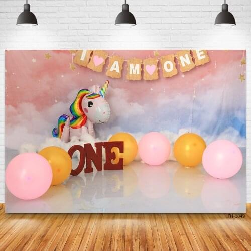 1st Birthday Party Pink Wall Balloon Decor Backdrops For Newborn Baby Shower Boy Girl Photography Photo Studio Background Props