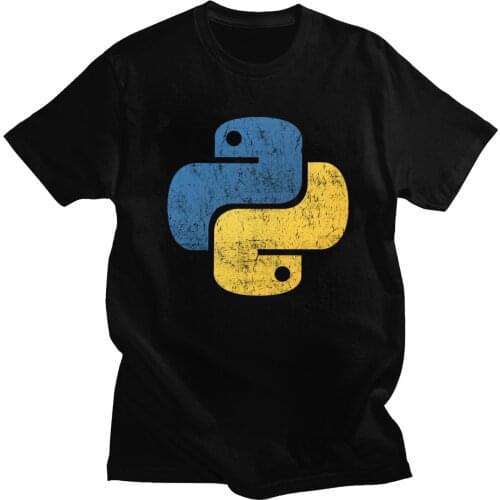 Vintage Python T-Shirt for Men Fashion Cotton T Shirt Distressed Programming Tshirt Programmer Developer Tee Clothes Gift Merch