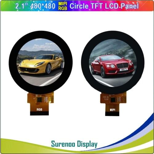 2.1" 480X480 Round Circle SPI/RGB MIPI IPS LCD Module Monitor Screen Display with FT3267 I2C Capacitive Touch Panel