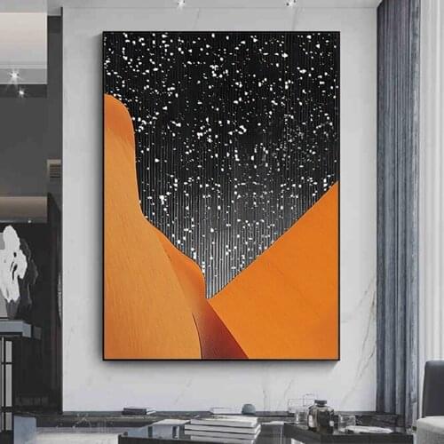 Color Abstract 100% Handpainted Painting In Black And Orange Wall Art Home Decor Picture Modern Oil Painting On Canvas Unframed