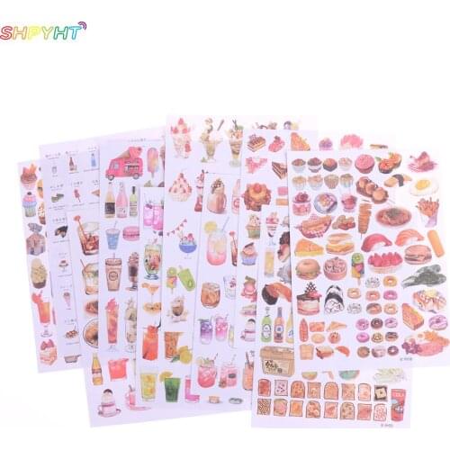 Kawaii 2 sheet Mini Animal Plant Food Text Pvc Transparent Korean Stickers Papers Flakes Kids Decorative For Cards StationeryNEW