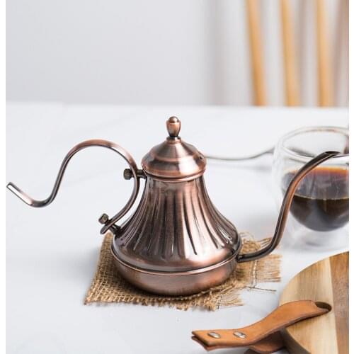 Royal Fine Mouth Gooseneck Coffee Pot Long Spout Pour Over Drip Coffee Kettle Bronze 304 Stainless Steel DIY Coffe Maker Teapot