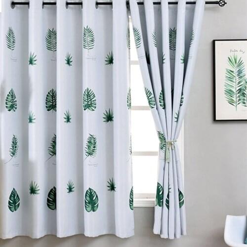 GY2815 Green Banana Leafs Printed Short Curtains 1PC Living Room Kitchen Bedroom "Customise" Window