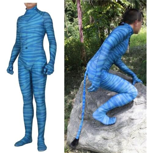 Movie Avatar 2 Jake Sully Neytiri Cosplay Costume Spandex Bodysuit Suit Zentai Jumpsuits Halloween Costume Adult Women Men Kids