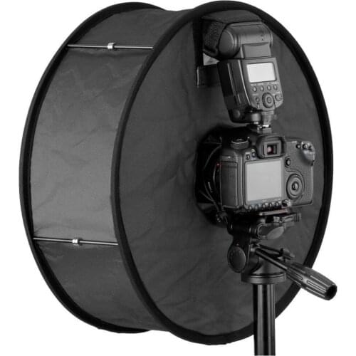 Round Universal Collapsible Magnetic Ring Flash Diffuser Soft Box 45cm/18 inch for Macro and Portrait Photography