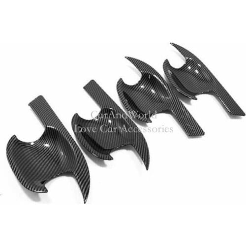 For Toyota RAV4 RAV 4 2019 2020 Exterior Door Bowl Cover Door Handle Frame Panel Trims Carbon Fibre Car Styling Accessories