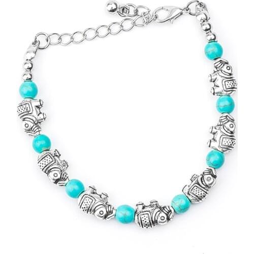 MISANANRYNE Hot Sale Retro Elephant Adjustable Chain Bead For Ladies Natural Stone Bracelet Womens Vintage Bracelets