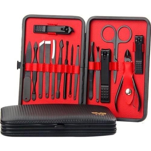 16pcs/Set Stainless Steel Nail Manicure Set Professional Pedicure Scissors Tweezer Knife Ear Pick Clipper Set Nail Polish Kit