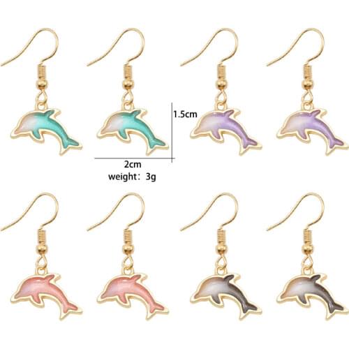 Cute Dolphin Pendant Earrings Silver Color 2020 Fashion Pendant Female Earrings Summer Jewelry Girl Party Gift