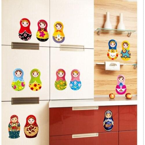 Cartoon Matryoshka Wall Sticker Russian Dolls Fridge Decor Wall art Mural