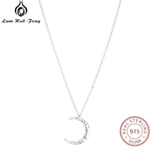 Half Moon Necklace 925 Sterling Silver Charm Necklace for Women Statement Necklace Fine Jewelry Gift for Girls (Lam Hub Fong)