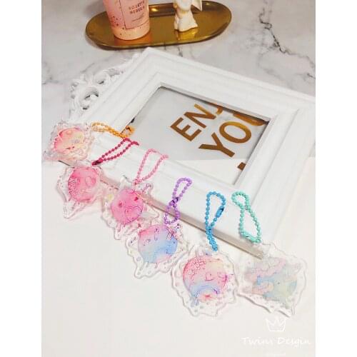 Planet Original Illustration Notebook Pendant Girl Heart Cute Journal Acrylic Transparent Decoration Planner Accessories