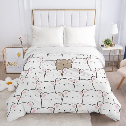 1pc Children Cartoon Duvet cover Quilt/Blanket/Comfortable Case 140x200 Single Size Cute Bedding for child kids baby white