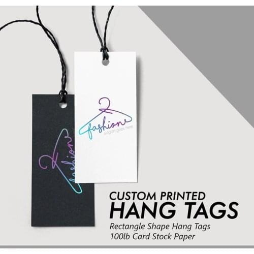 Custom Rectangle Hang Tags, Clothing, Brand, Fashion, Label, Accessories, Merchandise, logo, design, hang, tags