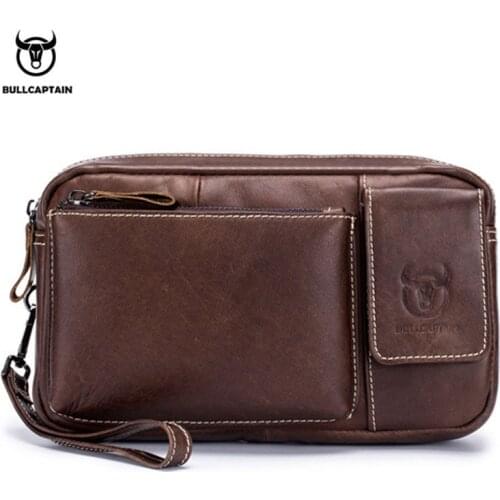 BULLCAPTAIN Vintage Genuine Leather Mens Multifunction Waist Packs Fanny Pack New Belt 9.7 Tablet PC bag Phone bag wallet