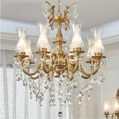 European Golden Color Chandelier Fixture Zinc Alloy Luxurious Crystal Chandelier Lights Living Room Dining Room Home Decoration