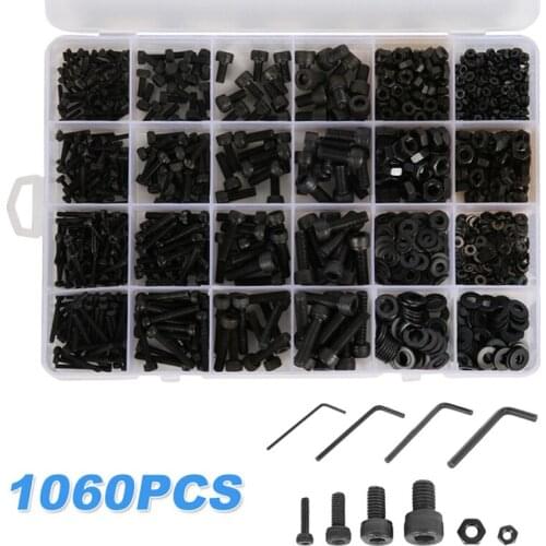1060pcs Pan Head Tapping Screw Cross Head M3/M4/M5 Self Tapping Screw Set Assortment Kit Black Furniture Carbon Steel