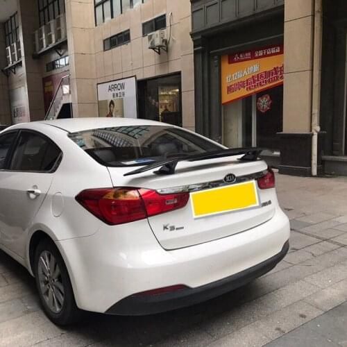 SHCHCG Fit For Kia K3 2011-2018 Car Styling ABS Plastic Unpainted Primer Color Rear Boot Trunk Wing Rear Spoiler Decoration 1Pcs