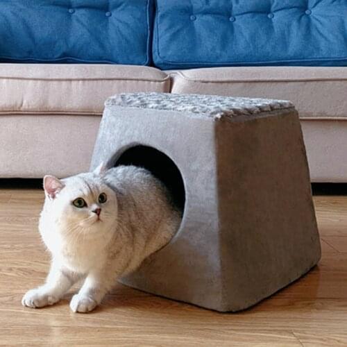 Foldable Cat House Four Seasons Universal Winter Warm Sleep Bed Closed Kitten Soft Mat Removable Washable Folding Pet Cats Nest