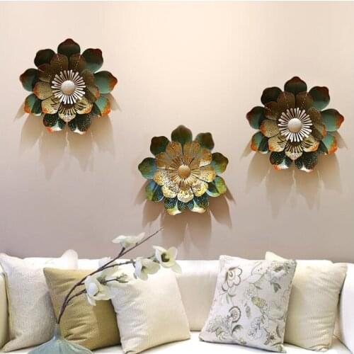 Modern Wrought Iron Artificial Flower Crafts Wall Hanging Crafts Decoration Home Livingroom Hotel Wall Mural Pendant Ornaments