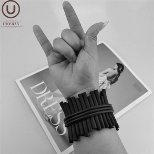 UKEBAY New Designer Punk Charm Bracelets Rock Hiphop Bangles Handmade Jewelry Rubber Silicone Bracelets Birthday Party Gift
