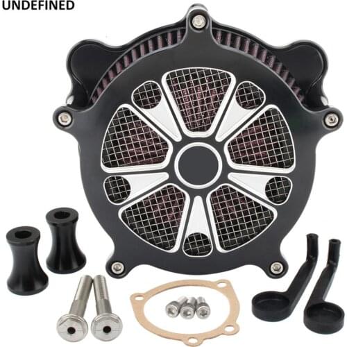 Black Motorcycle Air Filter CNC Cut Air Cleaner Filters Intake System For Harley Touring Road King Road Glide Dyna FXR Softail