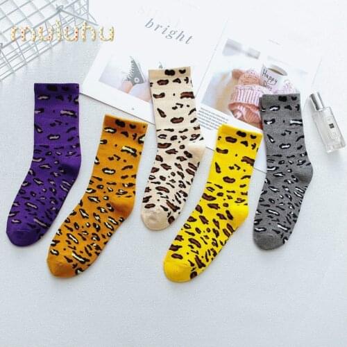 Autumn Winter Fashion Socks Women Cotton Canister Personality Leopard Socks Wild Ladies Trend Harajuku Comfortable Hurry Socks