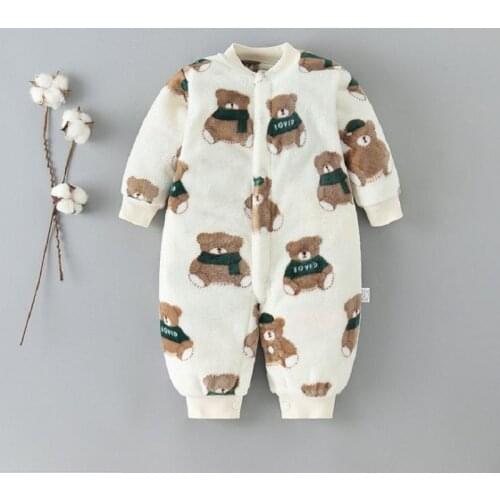 Winter Baby Clothes Boy Girl Long Sleeve Jumpsuit Newborn Costume Fleece Cute New Born Pijamas Cartoon 2021 3-18M