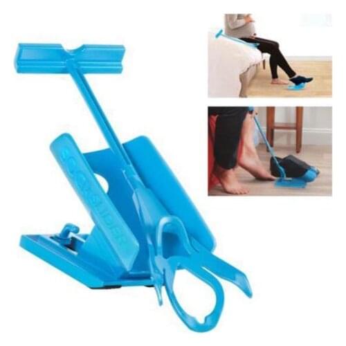 1pc Sock Slider Aid Blue Helper Kit Helps Put Socks On Off No Bending Shoe Horn Suitable For Socks