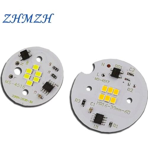 10Pcs/Lot 220V LED Chip 5W Lamp Board 33mm 39mm Linear Constant Current Drive-free Light Source Board mr11 mr16 Lamp Cup
