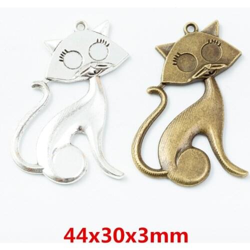 10 pieces of retro metal zinc alloy cat pendant for DIY handmade jewelry necklace making 6742