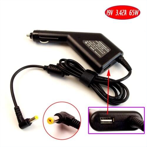 19V 3.42A Laptop Car DC Adapter Charger + USB(5V 2A) for Acer Extensa 4620 4630 5220 5420 5620 5630 5635 5300