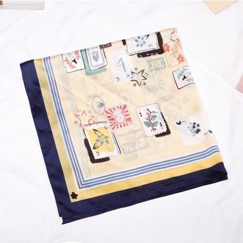 2020 70x70 Ring CUTE Ins Multipurpose women Silk twill scarf Satin square tie Hairband ladies foulard femme towel bufanda shawl