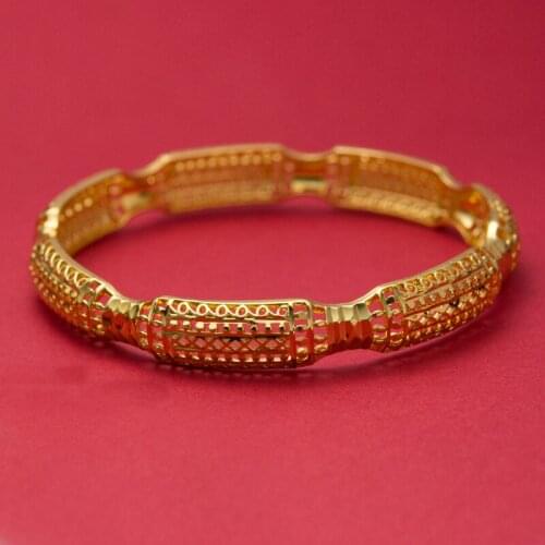 24K African Gold Color Bangles for Women Gold Color & Bracelet Twisted Arab/Ethiopian Middle East Project
