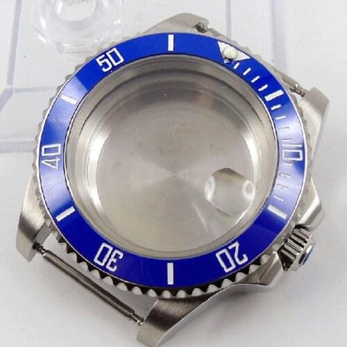40MM Sapphire Glass Stainless Steel Blue Ceramic Bezel Watch Case Fit For ETA 2836 Automatic Movement