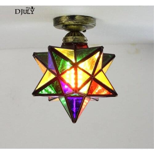 Art deco Tiffany star ceiling lamp for Corridor kitchen creative living room lights dining room bar stained glass ceiling lamp