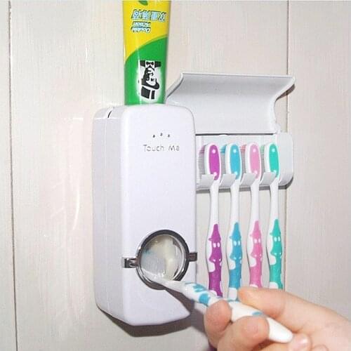 Bathroom Accessories Automatic Tooth Brush Holder Toothpaste Dispenser Squeezer Toothpaste Bathroom Suction Wall Wash Set
