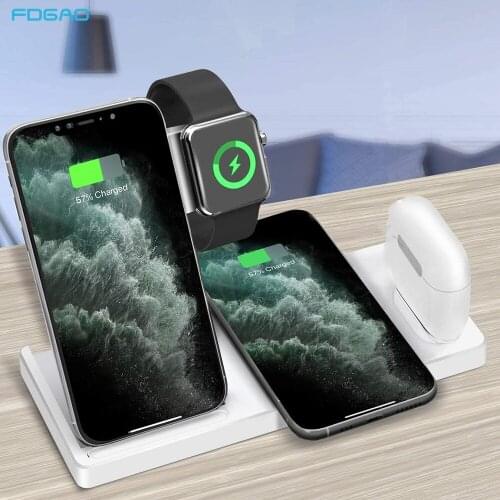 FDGAO 4 in 1 Wireless Charger for Apple Watch 6 5 4 3 2 AirPods Pro 15W Qi Fast Charging Dock Station For iPhone 12 11 XS XR X 8